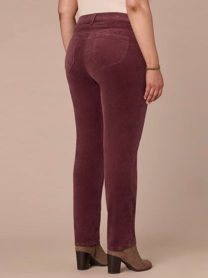 "Ab"solution® Mid-Rise Corduroy Plus Size Straight Leg Pants - Black|Fig Jam|Blue Pine|Dark Roast|Candied Walnut|Espresso|Royal Rum|Raw Umber|Deep Pine|Blanched Almond