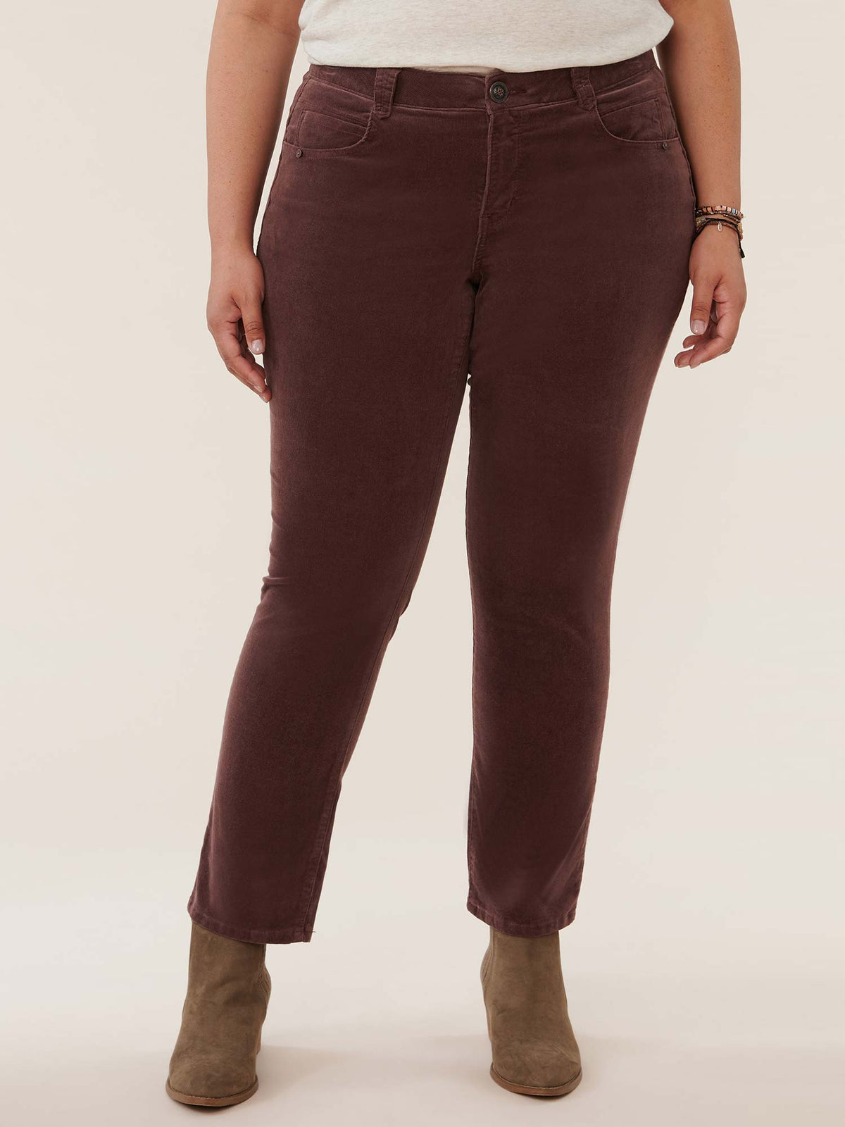 "Ab"solution® Mid-Rise Corduroy Plus Size Straight Leg Pants - Black|Fig Jam|Blue Pine|Dark Roast|Candied Walnut|Espresso|Royal Rum|Raw Umber|Deep Pine|Blanched Almond
