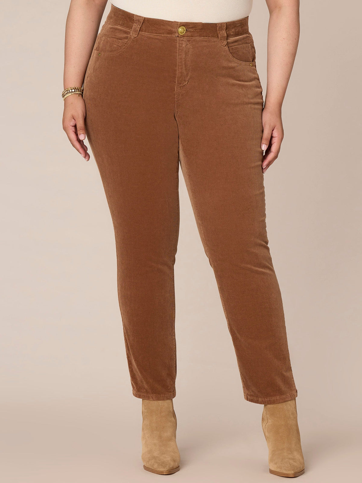 "Ab"solution® Mid-Rise Corduroy Plus Size Straight Leg Pants - Black|Fig Jam|Blue Pine|Dark Roast|Candied Walnut|Espresso|Royal Rum|Raw Umber|Deep Pine|Blanched Almond