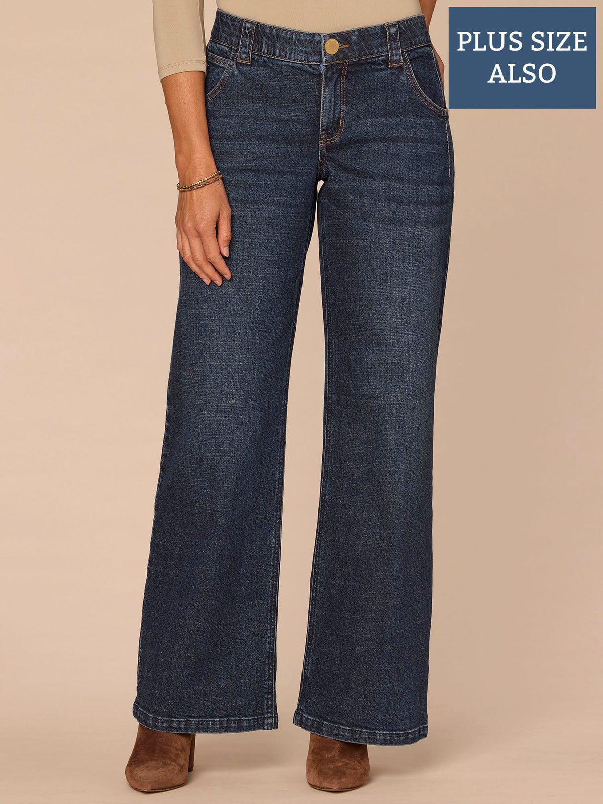 "Ab"solution® Mid-Rise Indigo Plus Size Wide Leg Jeans - Indigo Denim