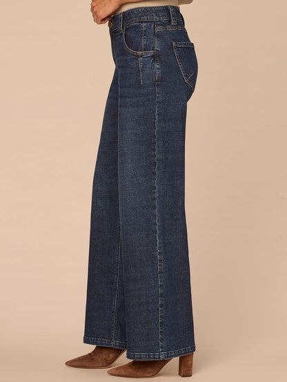 "Ab"solution® Mid-Rise Indigo Plus Size Wide Leg Jeans - Indigo Denim