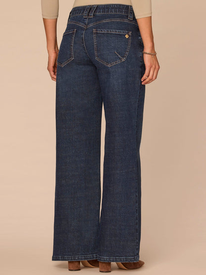 "Ab"solution® Mid-Rise Indigo Plus Size Wide Leg Jeans - Indigo Denim