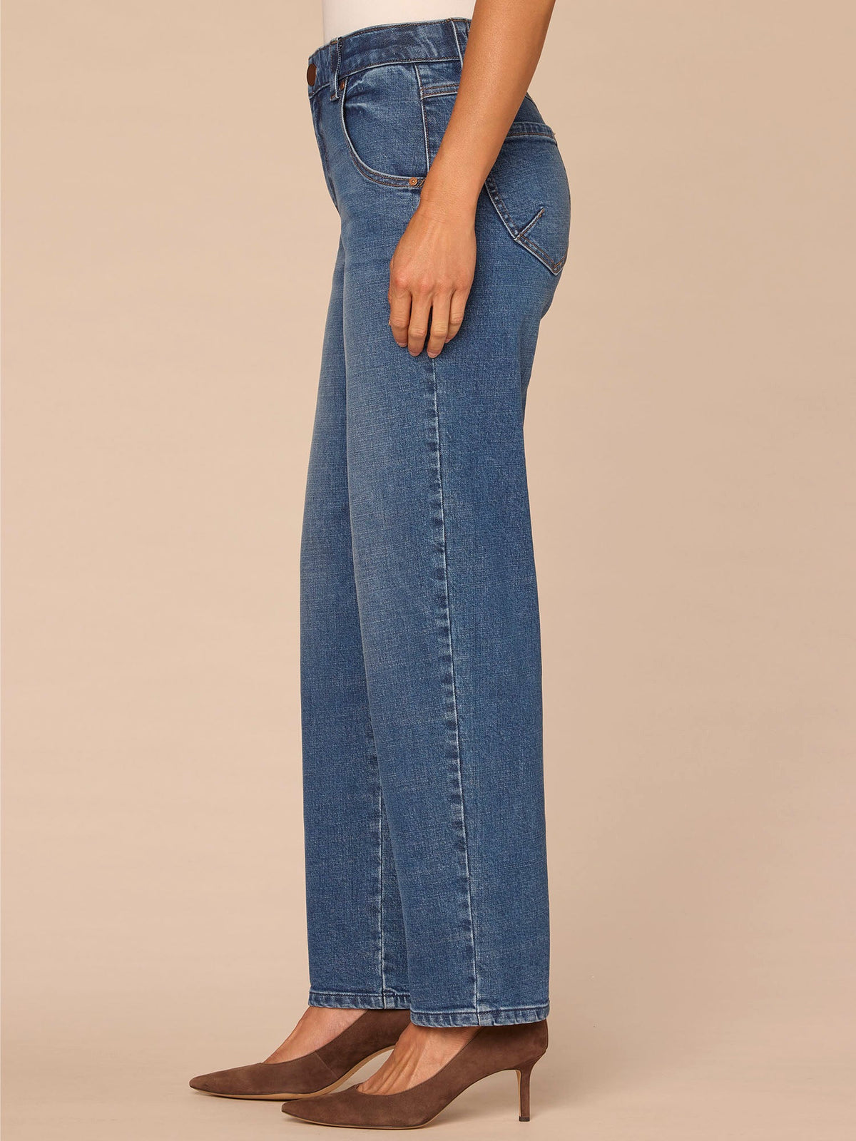 "Ab"solution® High Rise Mid Blue Plus Size Stovepipe Jeans - Mid Blue Denim