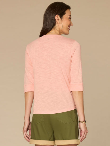 Roll Cuff Sleeve Round Split V-Neck Surplus Hem Plus Size Knit Top - Aqua Haze|Black|Deep Jade|Island Sky|Off White|Papaya|Coral Punch|Dark Raisin|Maple Leaf|Navy|Winter Sky
