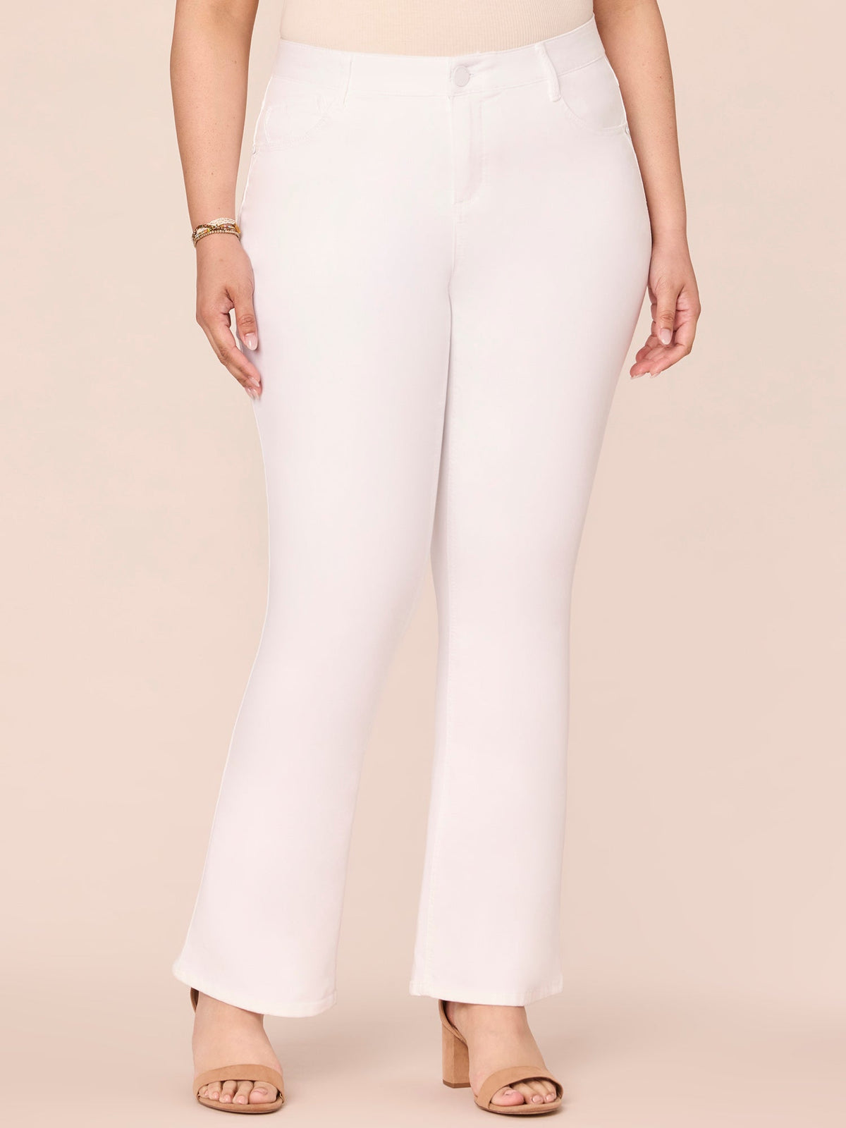 "Ab"solution® White Denim Itty Bitty Bootcut Plus Jeans - Optic White Denim