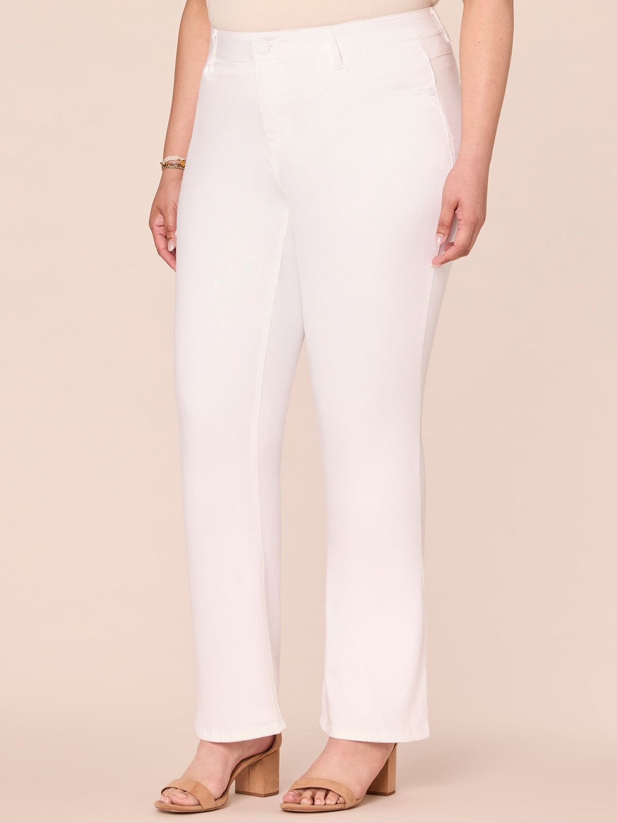 "Ab"solution® White Denim Itty Bitty Bootcut Plus Jeans - Optic White Denim
